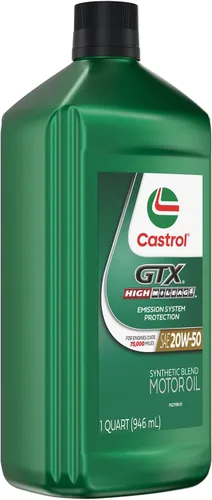 Vista 5 de Castrol GTX High Mileage 20W-50 Aceite de motor de mezcla sintética, 1 cuarto de galón, paquete de 6