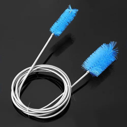 Vista 5 de UEETEK Cepillo de limpieza flexible inoxidable con doble extremo de tubo de filtro de tubo de manguera para acuario de pecera (azul cielo)