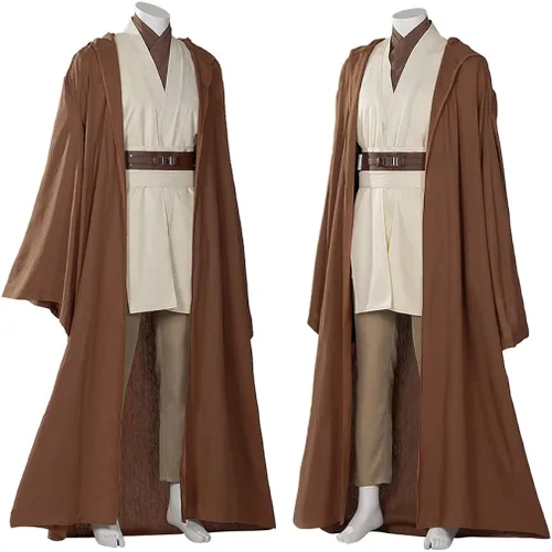 Vista 2 de Jedi Master Bates Obi Wan - Disfraz de cosplay de Halloween Anakin Skywalker Capa imperio galáctico Ben Kenobi Luke Force Uniforme