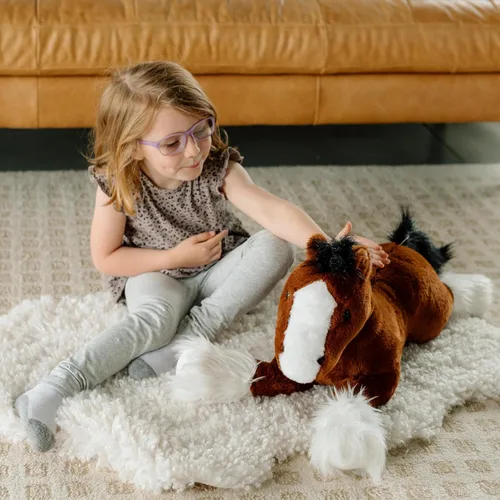 Vista 4 de The Petting Zoo Clydesdale - Peluche de caballo de peluche, regalos para niños, animales de corral Wild Onez, juguete de peluche de caballo marrón