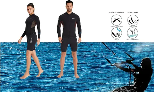 Vista 6 de ZCCO Traje de neopreno de 0.069 pulgadas para mujeres y hombres, chaqueta de neopreno de manga larga para buceo, camisa de traje húmedo