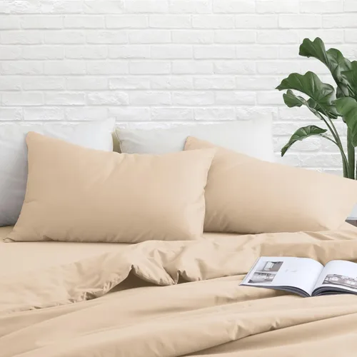 Vista 7 de Juego de 2 protectores de almohada estándar, 100% algodón egipcio con cremallera, 400 hilos, tejido satinado, algodón, color beige, fundas