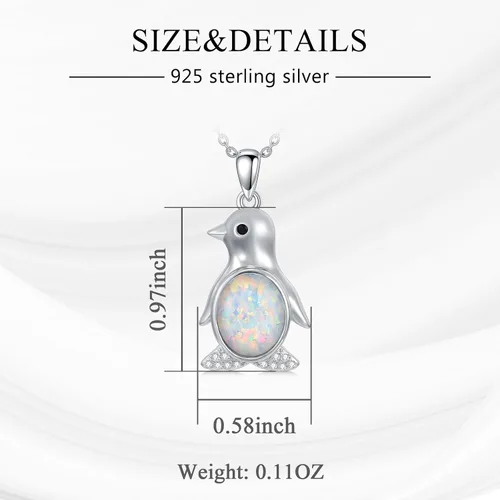 Vista 6 de Collar de pingüino de ópalo de plata de ley 925 con colgante de pingüino de ópalo, joyería de pingüino de ópalo, regalo de cumpleaños para mujeres