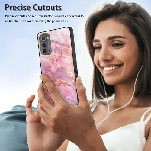 Vista 3 de Funda para Motorola Moto Edge 2022, cubierta trasera de vidrio templado con protector de pantalla, protección a prueba de golpes para Motorola Moto