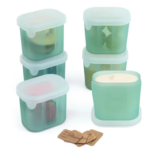 Vista 11 de haakaa Recipientes de silicona para almacenamiento de alimentos para bebés, vasos reutilizables de 8 onzas con tapas herméticas para comidas