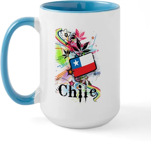 Vista 11 de CafePress Taza de café de cerámica extra grande de 15 oz (15.0 fl oz) con bandera de Chile