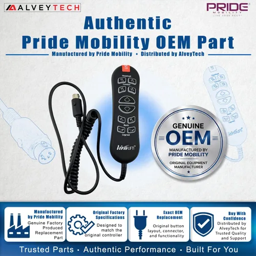 Vista 4 de OEM 10-botón 5-Pin control de mano para Pride VivaLift Lift silla (CTL1707190) Original Pride OEM para Vivalift Series y Early Vivalift 2 / HHC