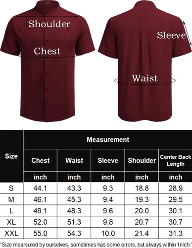 Vista 6 de COOFANDY Mens Short Sleeve Cuban Guayabera Shirt Casual Band Collar Button Down Shirts