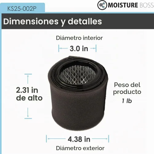 Vista 3 de Filtro de admisión para compresor de aire - Pieza de repuesto del mercado de accesorios compatible con OEM para Quincy, Solberg, Scrollex