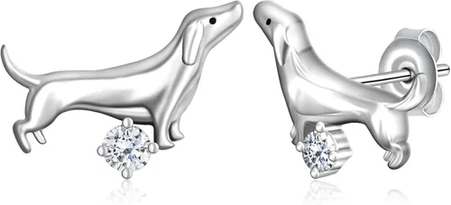 Vista 8 de Aretes de plata de ley 925, diseño de perro corgi/perro salchicha/perro perrito kawaii, regalos para mujeres, amantes de los perros