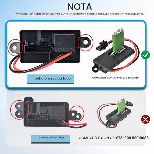 Vista 3 de PANNUOSCS Blower Motor Resistor 89019089 Fit for Chevy Silverado GMC Sierra Brida de montaje de un agujero en cada lado