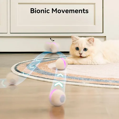Vista 6 de Cheerble Juguete interactivo de bola para gatos, bola malvada M3, juguetes interactivos automáticos para gatos de interior con 3 modos, juguetes