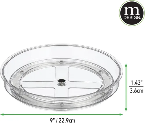 Vista 3 de mDesign Lazy Susan - Plato giratorio de plástico para cocina/baño, despensa, refrigerador, armarios u organización de mostradores, organizador