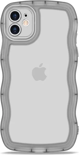 Vista 37 de Anuck Funda para iPhone 13 Pro con borde ondulado, diseño trasero transparente, agarre antideslizante, forma de marco rizado ondulado, a prueba
