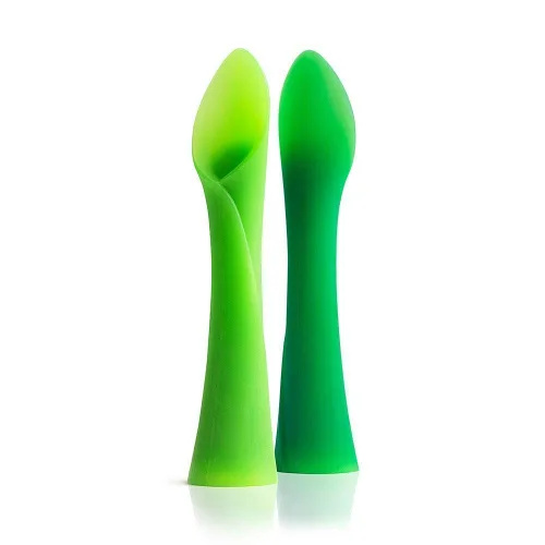 Vista 2 de Olababy Cuchara de entrenamiento de punta suave 100% silicona y cuenco de succión con tapa