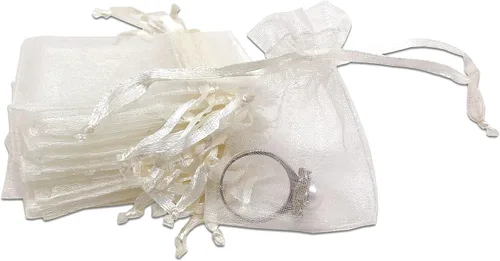 Vista 21 de TheDisplayGuys - Paquete de 48 bolsas de regalo de organza transparente negra de 2 x 2-3/4 pulgadas con cordón, bolsas de regalo para joyas, bolsas