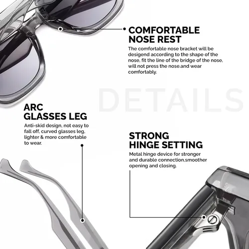 Vista 5 de Bonazzo - Gafas de sol de acetato de gran tamaño polarizadas con protección UV, modelo de moda, diseño de estilo moderno