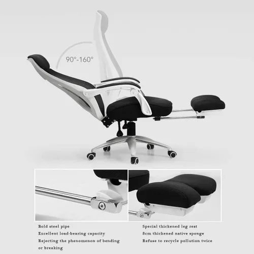 Vista 4 de Silla ergonómica de malla ejecutiva de respaldo alto, con soporte lumbar ajustable, reposacabezas y reposabrazos