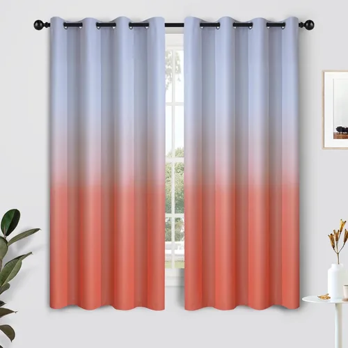 Vista 196 de SimpleHome Cortinas Ombre de negro a gris y blanco para sala de estar, 42