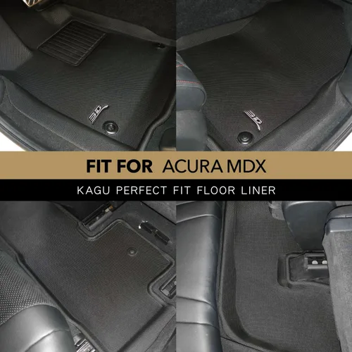 Vista 2 de 3D MAXpider Tapete Kagu de ajuste personalizado (negro) compatible con Acura MDX 2022-2024 7 SEAT - Juego completo