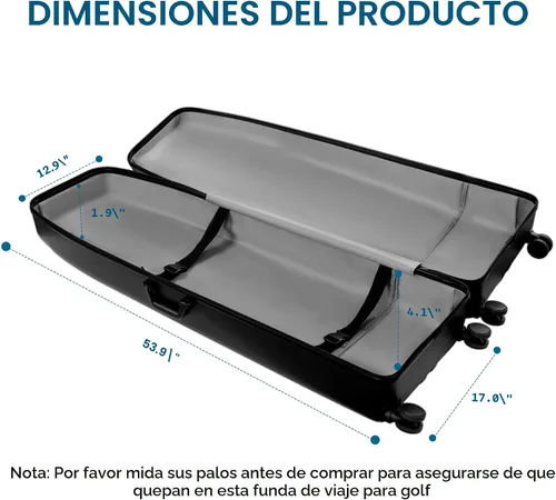 Vista 2 de UNIHIMAL Funda rígida para viajes de golf, funda de viaje de golf, máxima protección, impermeable y duradera, especialmente diseñada para palos