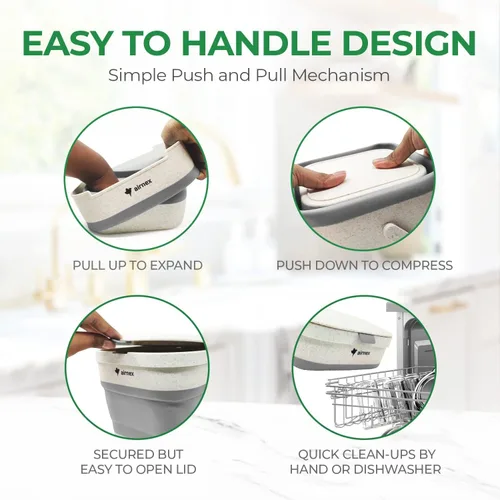 Vista 8 de AIRNEX Contenedor de Compost Plegable para Mostrador de Cocina - Contenedor de Compost de Mostrador de 1 Galón con Tapa Hecho de Paja de Trigo Gris