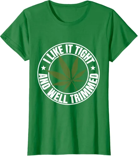 Vista 32 de Weed Cannabis Medical Marihuana I Like It Camiseta ajustada y recortada, Negro, S