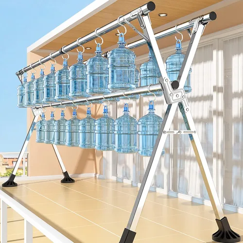 Vista 7 de Heavy Duty Stainless Steel Clothes Drying Rack - Foldable Portable Laundry Drying Rack for Indoor Outdoor Use - Foldable Clothing Rack