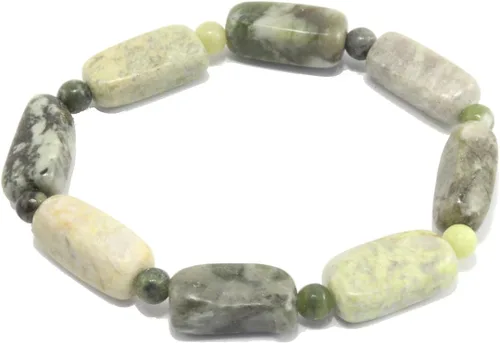 Vista 4 de Connemara - Pulsera de cuentas de mármol con mensaje y cuentas de piedra verde, regalo de cumpleaños