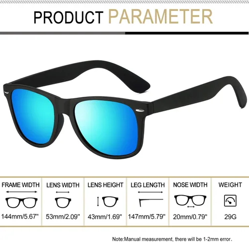Vista 3 de Joopin Gafas de sol cuadradas polarizadas con protección UV para hombre y mujer