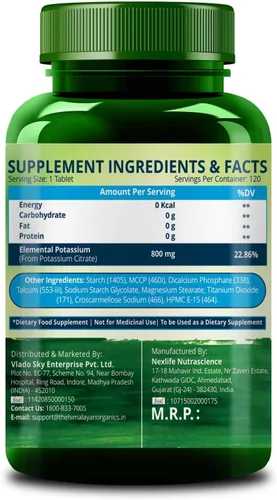 Vista 3 de Citrato de potasio 800 mg (120 tabletas vegetales) 100% herbario sin efectos secundarios conocidos - por pharmacylife