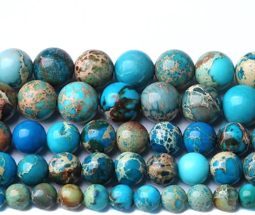 Vista 44 de 60 cuentas sueltas de piedra natural de turquesa africana de 0.236 pulgadas (6 mm) para hacer joyas, pulseras de bricolaje