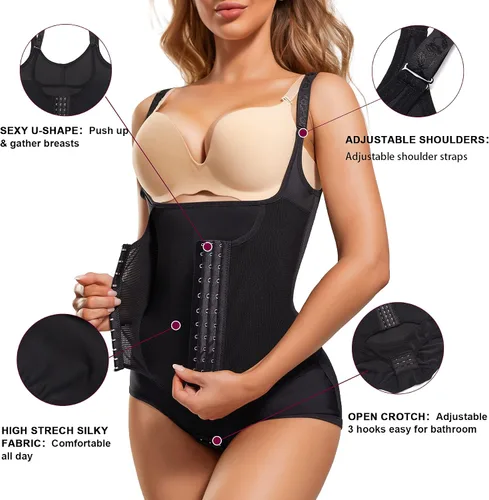 Vista 3 de REYEOGO Entrenador de cintura para mujer, moldeador de cuerpo firme, levantador de glúteos, control de abdomen, faja adelgazante