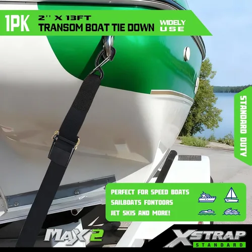 Vista 3 de XSTRAP STANDARD 1PK 5 cm x 3,3 m Correa de amarre para popa de barco, correa de remolque marino para barco con ganchos