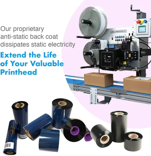 Vista 8 de Wolfbarco 1 Roll 1.57" x 1476' (40mm x 450m) Premium Resin Enhanced Wax Thermal Transfer Ribbon 1" Core, Coated Side Out for Zebra Printers