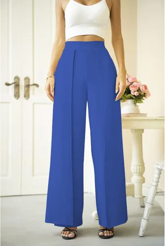 Vista 5 de Lrady Pantalones largos estilo palazzo casuales de cintura alta y pierna ancha pierna ancha piernas abiertas ajuste holgado elegantes pantalones
