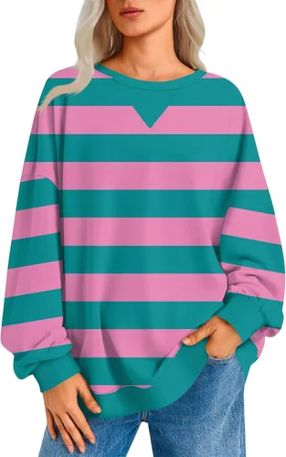 Vista 21 de Sudadera de manga larga para mujer, sudaderas de gran tamaño, estilo casual, cuello redondo, tallas S-2XL