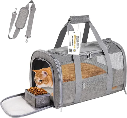Vista 11 de Transportín para Gatos Transportín para Mascotas Aprobado por Aerolíneas para Perros Pequeños Gatos Cachorros Plegable de Lados Suaves Bolsa de Negro