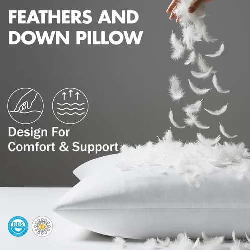 Vista 3 de MIULEE - Relleno de almohada de 12x16 pulgadas con plumas y plumón, almohada esponjosa y cómoda con tela de algodón para cama, sofá y sillón