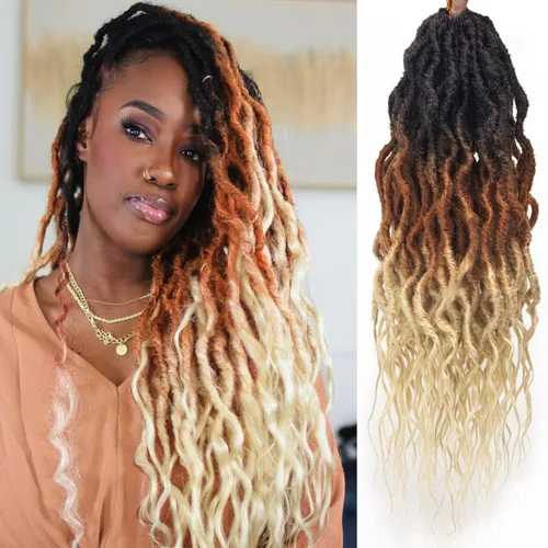 Vista 41 de Rizos de cabello sintético tejido en crochet de 16 pulgadas, 8 paquetes, Rizos de cabello tejido en crochet pre-enlazados con extremos rizados