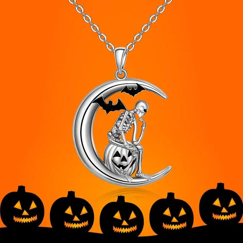 Vista 9 de Flamingo Necklace Halloween Skeleton Cat Necklace Turtle Axolotl Hummingbird Necklaces for Women 925 Sterling Silver Cute Animal Jewelry Christmas