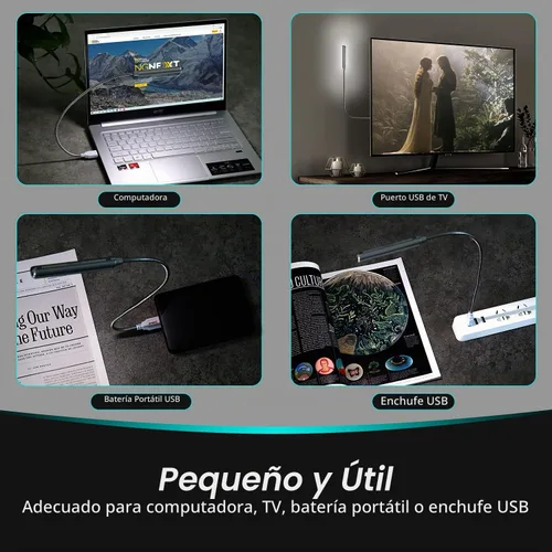Vista 4 de Luz LED USB Daffodil ULT05 – 8 lámpara LED de lectura super luminosa – No Necesita baterías – Compatible con PC & Mac (Negro)