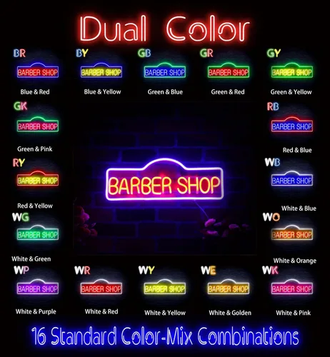 Vista 2 de ADVPRO Señal de neón LED de silicona flexible de Barber Shop - rojo y azul - st16s42-fnu0358-rb