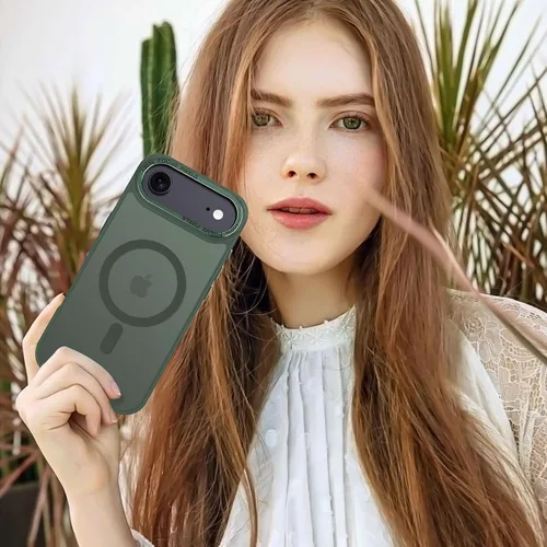Vista 816 de Anuck - Funda magnética para iPhone 11 compatible con MagSafe, carcasa trasera mate translúcida dura, borde de TPU, delgada, resistente a impactos