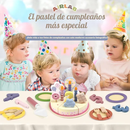 Vista 7 de Juegos de comida de madera para fiesta de cumpleaños para niños de 3, 4, 5