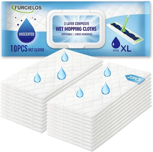 Vista 8 de 20 paños de limpieza húmedos XL resistentes compatibles con Swiffer Sweeper XL Mop, almohadillas húmedas desechables tamaño XL para limpieza