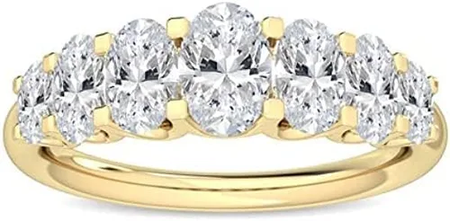 Vista 4 de CUSTOMIZE JEWELS 1.57 Ctw Oval Shape White Lab Grown Diamond In 14K White Yellow Rose Gold Side Stone Engagement Ring,F-GVS1-VS2