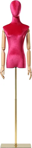 Vista 19 de Torso de maniquí de forma de vestido femenino, altura del cuerpo del maniquí de terciopelo ajustable, con brazo de madera maciza y base de metal