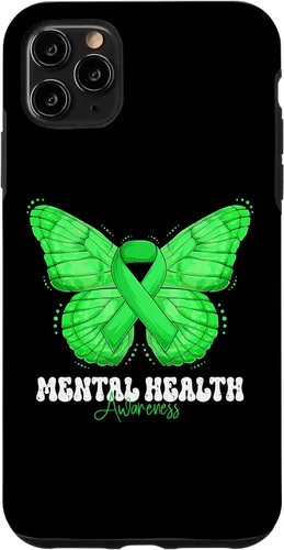Vista 11 de Funda de mariposa con cinta verde para iPhone 15 Mental Health Awareness Month