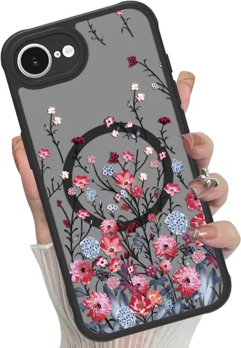Vista 14 de Funda magnética para iPhone 17 Pro [compatible con MagSafe], bonita funda de moda con estampado de leopardo negro, translúcida, mate, parte trasera